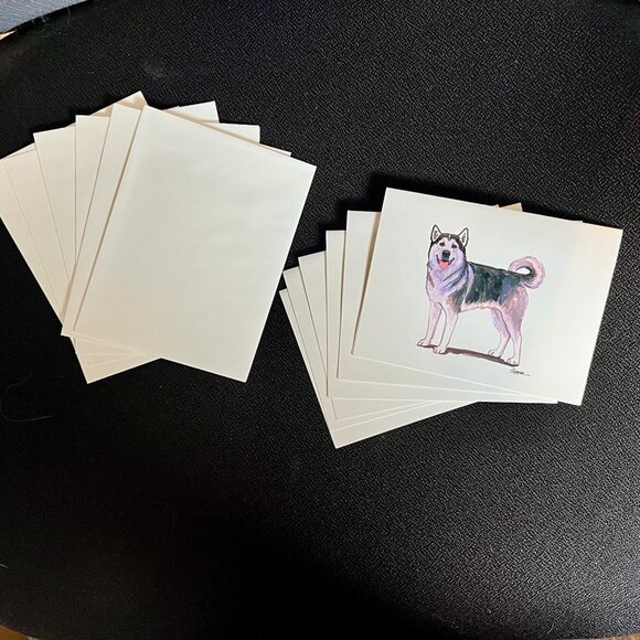 Set of 6 Malamute Dog Note Cards - Blank Inside - Picture 3 of 3